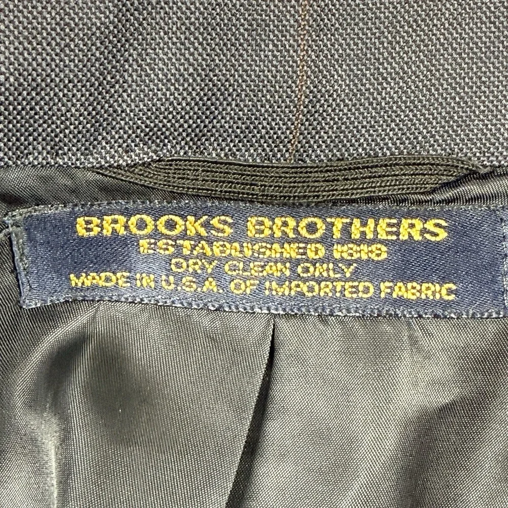 Brooks Brothers Pure Wool Suit Gray Prince of Wales Windowpane 44XL 37x32 USA